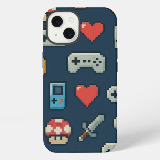 Coque iPhone Icônes Pixel de Jeu Retro Gamer couleur 8 bits (Verso)