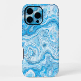 Coque iPhone 16 Pro Max Icy Blue Colorful Abstrait Marbre Texture Liquide