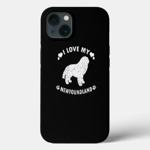 Etui iPhone 13 Idée Cadeau Chien Nouveau-Né Terre-Neuve J'adore