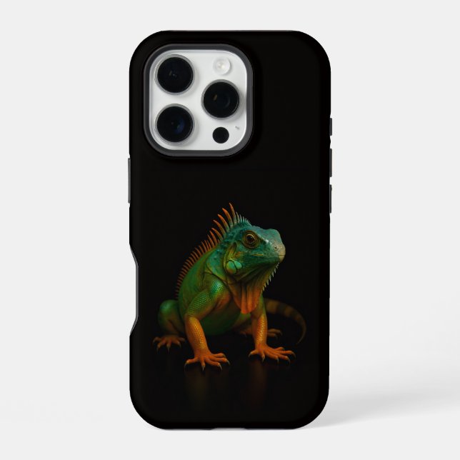 Coque iPhone Iguane vert Black 4 Luxe iPhone 16 Pro (Verso)