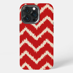 Etui iPhone 13 Pro Ikat Chevrons - rouge chinois et beige