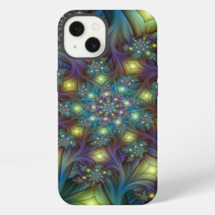 Etui iPhone 13 Illuminé Abstrait brillant Turquoise violet Fracta