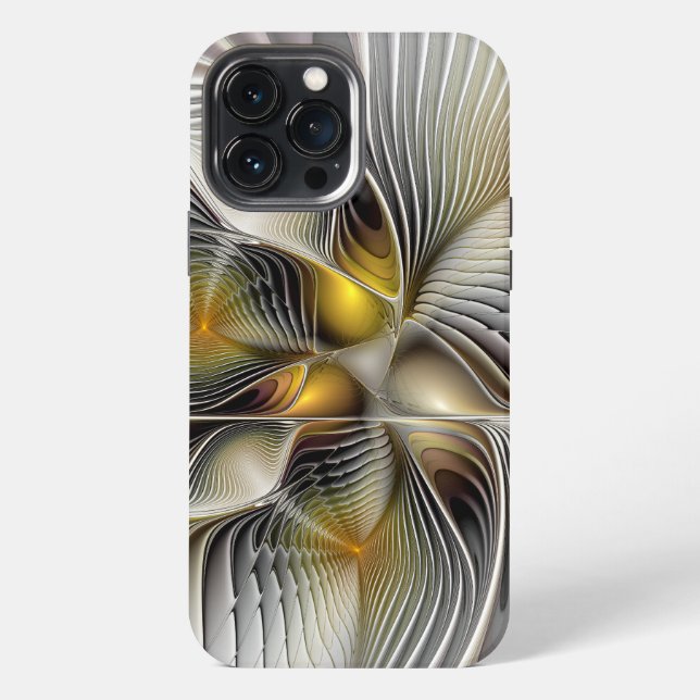 Coque iPhone Illusion d'optique abstrait 3D fractal avec profon (Verso)