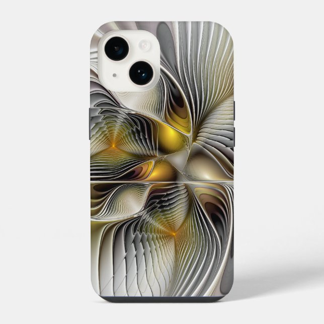 Coque iPhone Illusion d'optique abstrait 3D fractal avec profon (Verso)