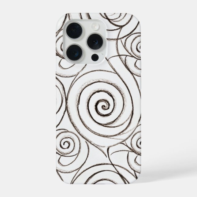 Coque iPhone Illusion d'optique de tessellation en spirale mono (Verso)