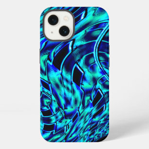 Etui iPhone 13 Illusion métallique et tordue, image bleue à verte