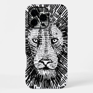Coque iPhone 16 Pro Max Illustration abstraite de tête de lion audacieuse