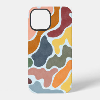 Coque iPhone 12 Illustration abstraite moderne dans des tons terre