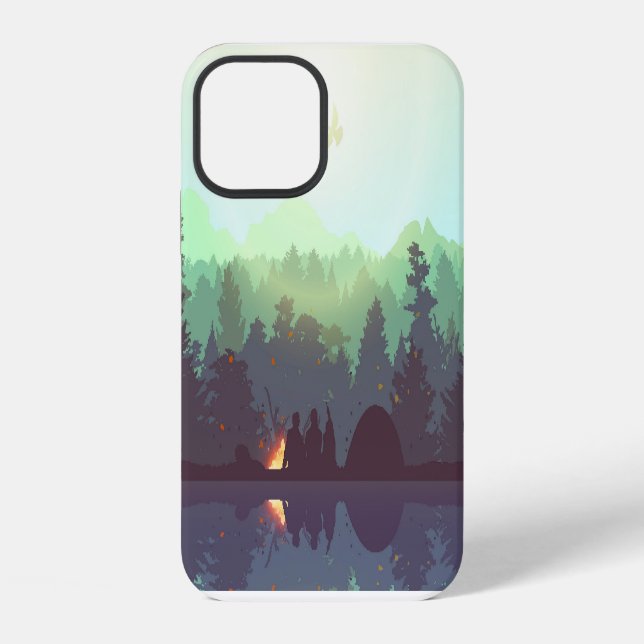 Coque iPhone Illustration Camping Adventure Forest Mountain (Verso)