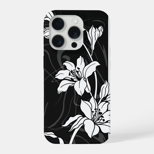 Coque iPhone illustration classique de lys japonais  (Verso)