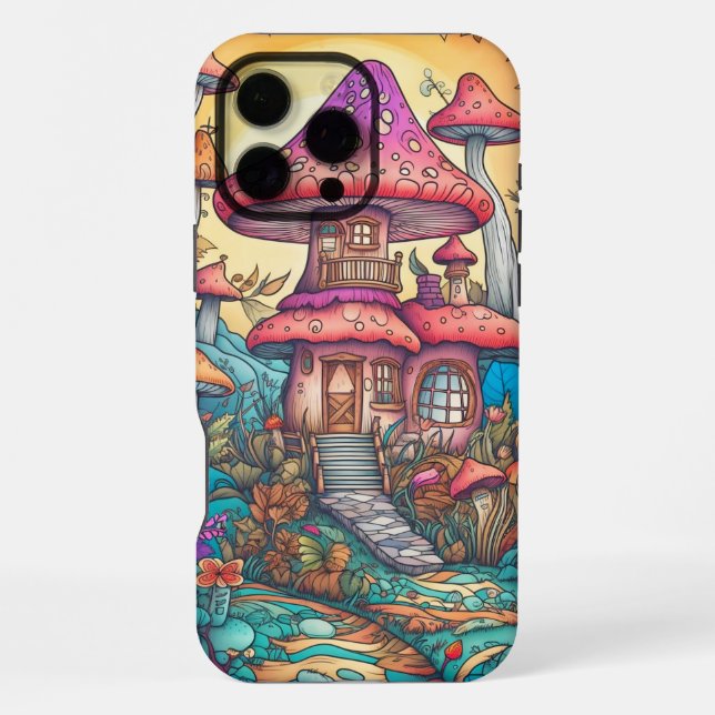 Coque iPhone Illustration créative de cabane champignon mignonn (Verso)