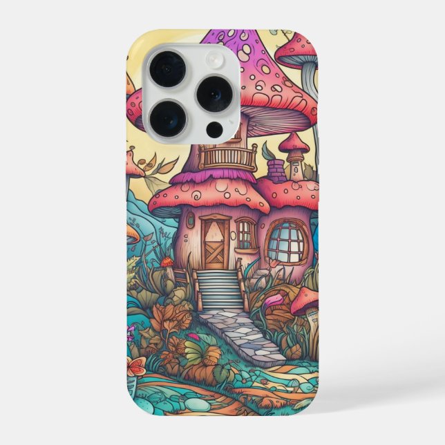 Coque iPhone Illustration créative de cabane champignon mignonn (Verso)