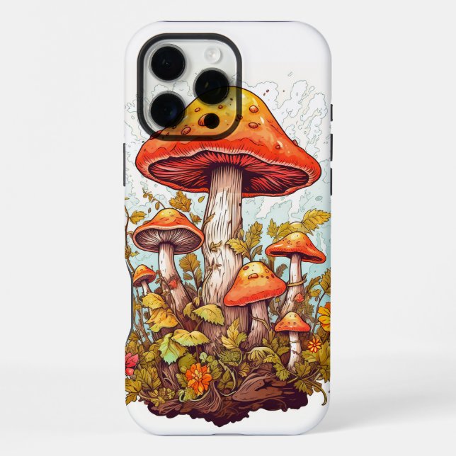 Coque iPhone Illustration créative de forêt de champignons (Verso)