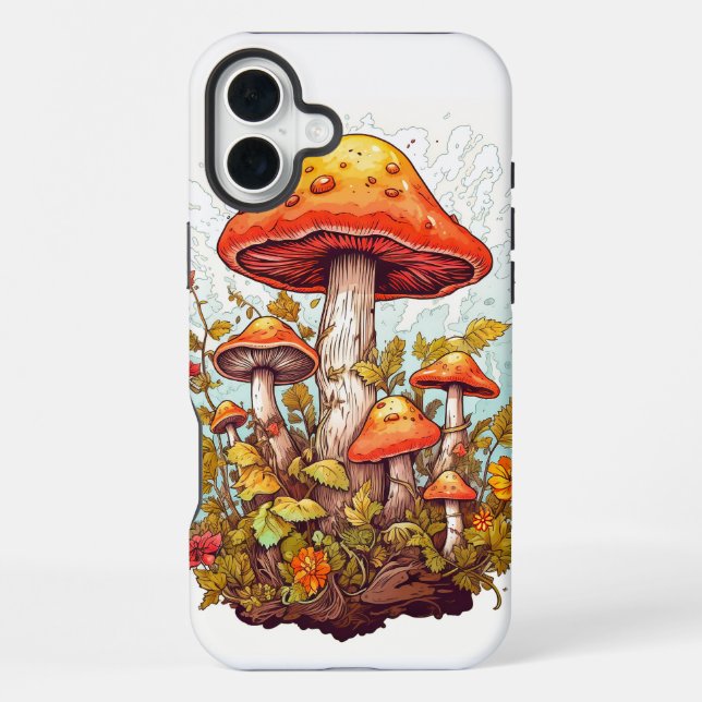 Coque iPhone Illustration créative de forêt de champignons (Verso)