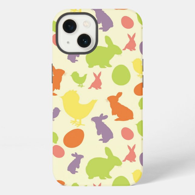 Coque iPhone Illustration d'arrière - plan de Pâques (Verso)