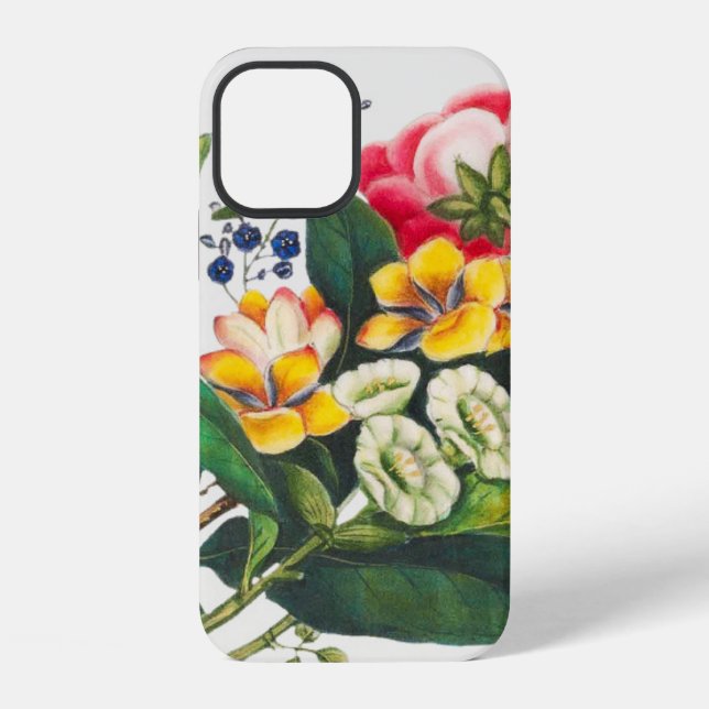 Coque iPhone Illustration de botanique de fleurs (Verso)