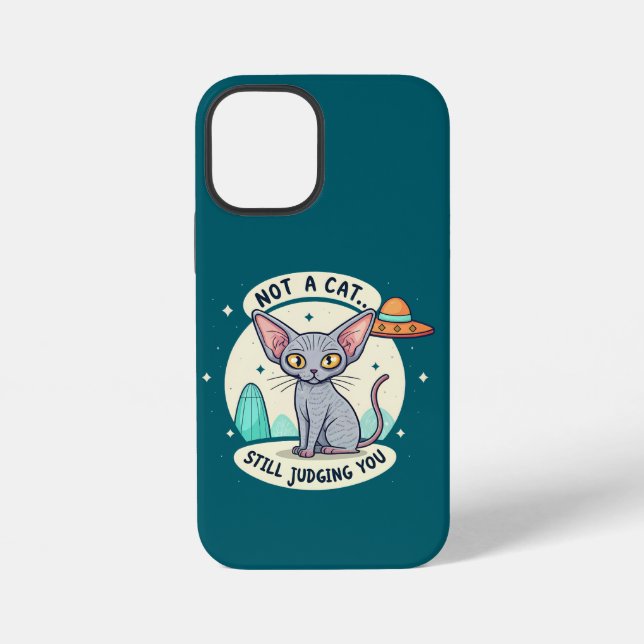 Coque iPhone Illustration de chat Sphynx OVNI Sarcastique Carto (Verso)