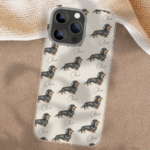 Coque iPhone 16 Pro Max Illustration de chien teckel miniature à poils lon