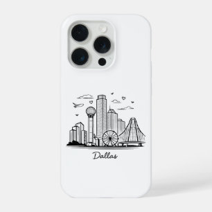 Coque iPhone 15 Pro Illustration de Dallas en ligne noire