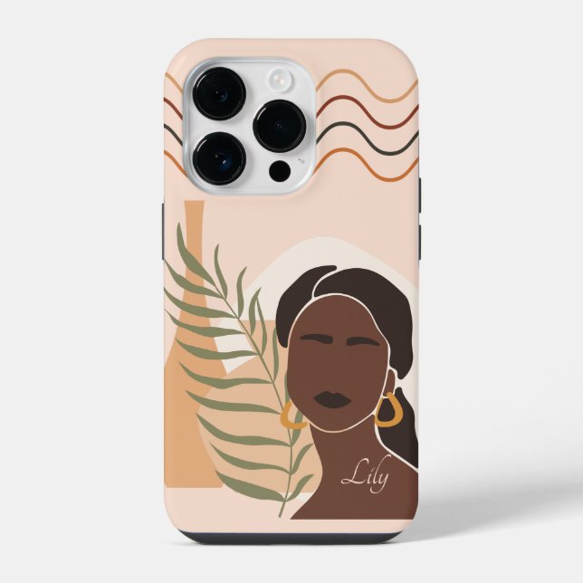 Coque iPhone Illustration de femme boho abstraite, Boho Chic (Verso)