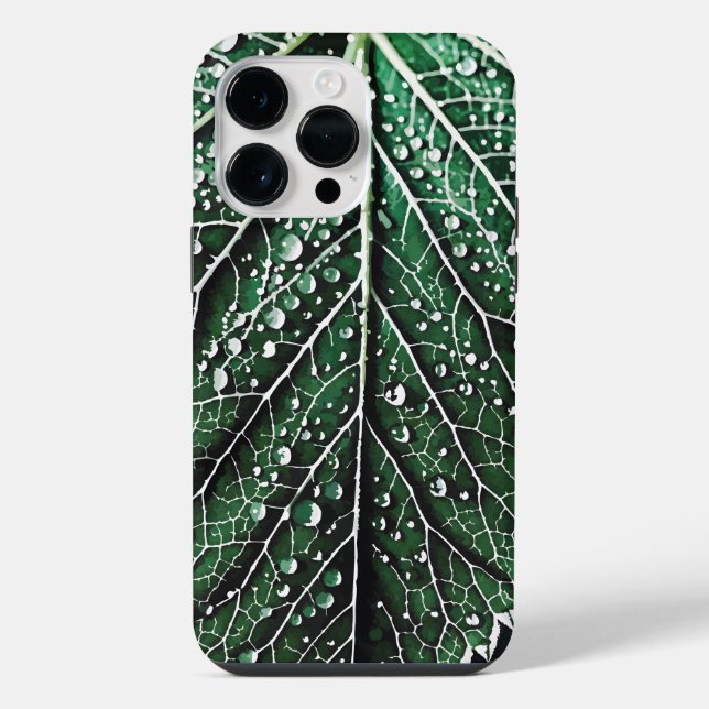 Coque iPhone Illustration de feuille macro (Verso)