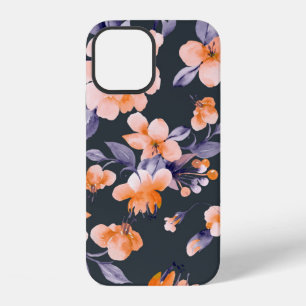 Coque iPhone 12 Illustration de fond sans couture de fleurs peinte