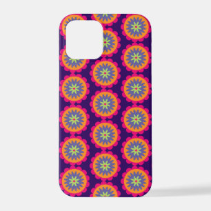 Coque iPhone 12 Pro illustration de formes florales orange et rose