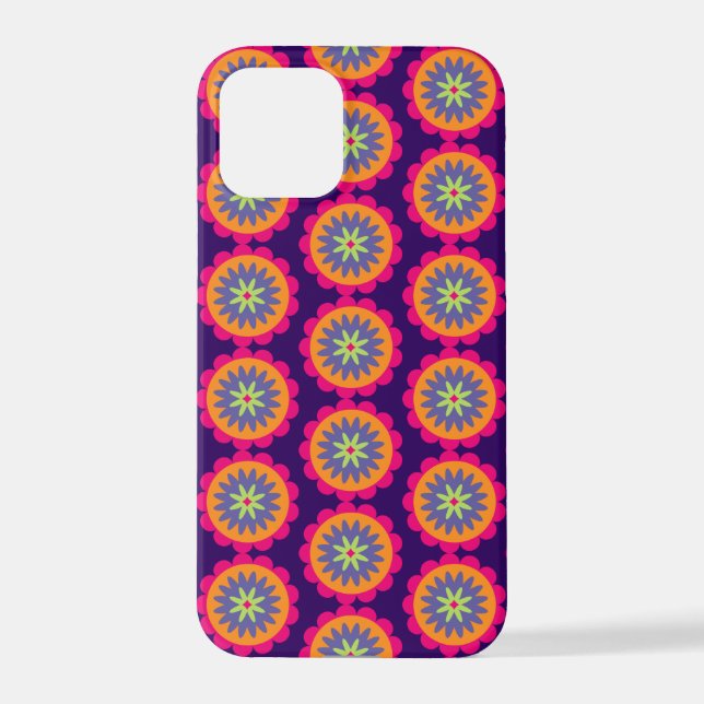 Coque iPhone illustration de formes florales orange et rose (Verso)