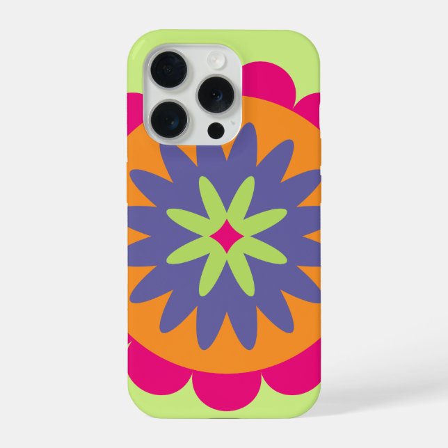 Coque iPhone illustration de formes florales orange et rose (Verso)