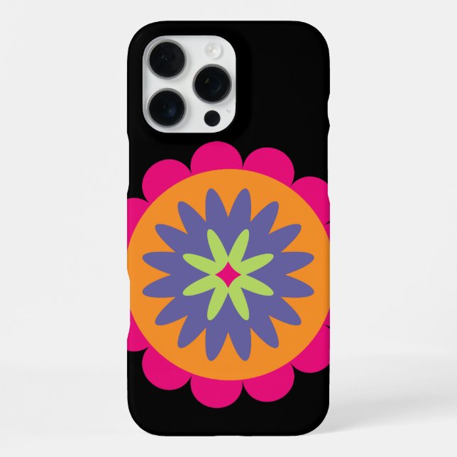 Coque iPhone illustration de formes florales orange et rose (Verso)
