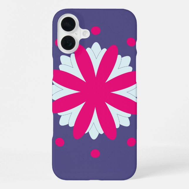Coque iPhone Illustration de formes florales violettes et roses (Verso)