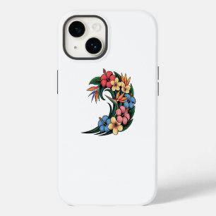 Coque Pour iPhone 14 Illustration de la vague tropicale des fleurs