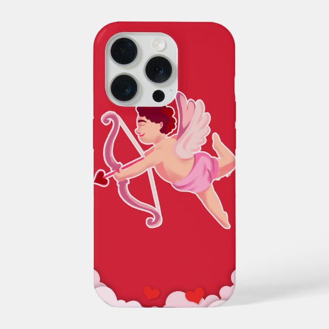 Coque iPhone Illustration de l'ange Cupidon de la Saint-Valenti (Verso)