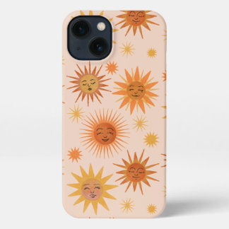 Etui iPhone 13 Illustration de l'aquarelle orange Sun Face