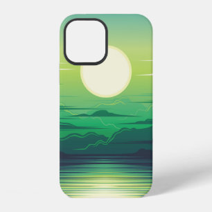 Coque iPhone 12 Illustration de lever de soleil dans la mer vêteme