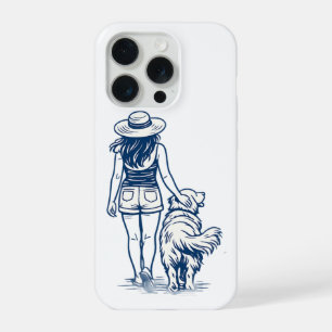 Coque iPhone 15 Pro Illustration de ligne de mère de Golden Retriever
