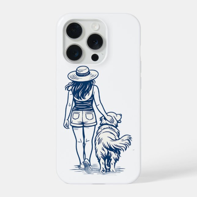 Coque iPhone Illustration de ligne de mère de Golden Retriever  (Verso)