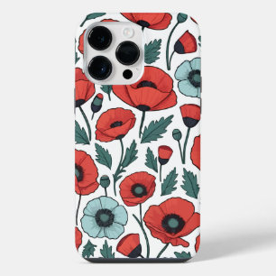 Coque Pour Pour iPhone 14 Pro Max Illustration de motifs de fleurs de pavot vibrante