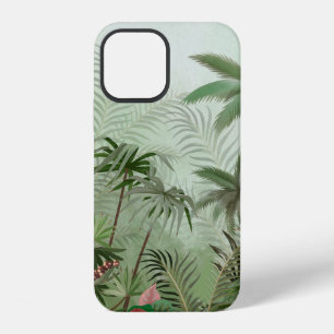 Coque iPhone 12 Illustration de paysage botanique tropical vintage