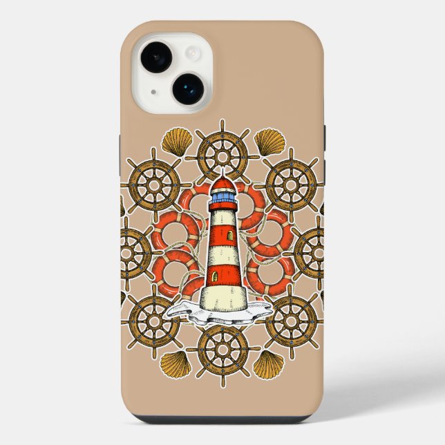 Coque iPhone Illustration de phare côtier (Verso)
