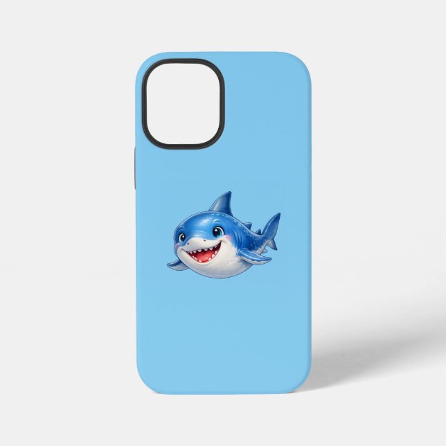 Coque iPhone Illustration de requin mignon aux grands yeux Anim (Verso)