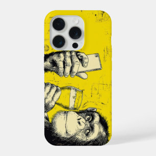 Coque iPhone 15 Pro Illustration de singe drôle prenant un selfie – Ch