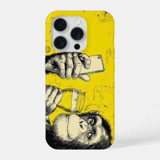 Coque iPhone 15 Pro Illustration de singe drôle prenant un selfie – Ch