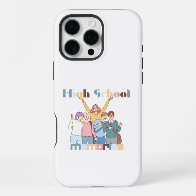 Coque iPhone Illustration de souvenirs d'école secondaire avec  (Verso)