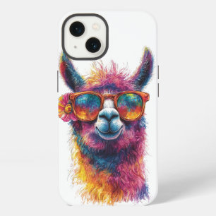 Etui iPhone 13 Illustration de tête de lama vibrant – Colorée, Un