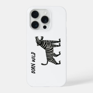 Coque iPhone 15 Pro Illustration de Tigre Rayé – Anima Folk Minimalist
