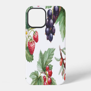 Coque iPhone 12 Illustration des baies d'aquarelle Motif sans join