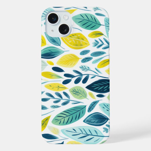 Coque iPhone Illustration des formes et des couleurs des feuill (Verso)