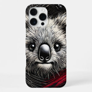 Coque iPhone 16 Pro Max Illustration d'un koala sur fond texturé