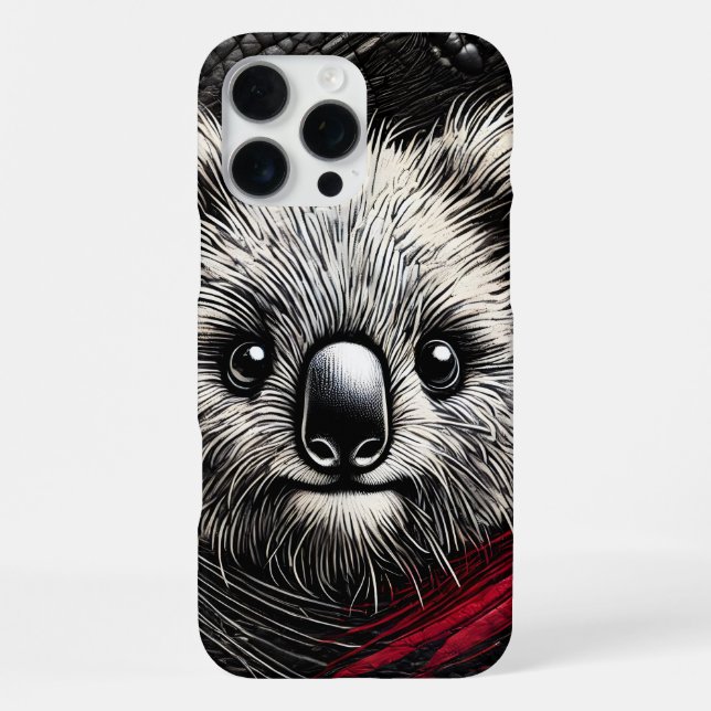 Coque iPhone Illustration d'un koala sur fond texturé (Verso)